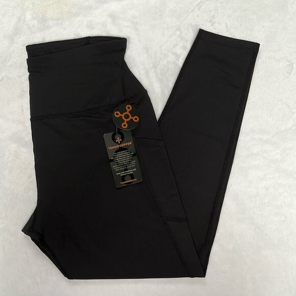Tommie Copper Women's Back Support Leggings Black Size L Ultra-Fit Ankle Length - Picture 2 of 10